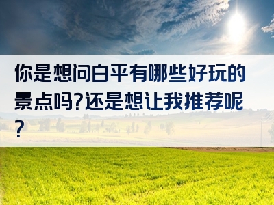 你是想问白平有哪些好玩的景点吗？还是想让我推荐呢？