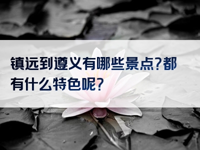 镇远到遵义有哪些景点？都有什么特色呢？