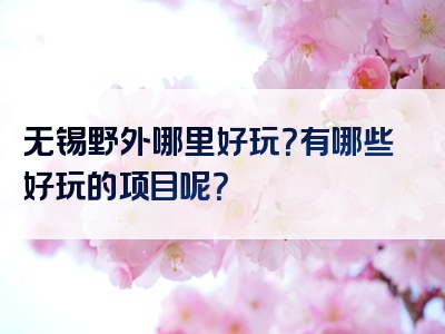 无锡野外哪里好玩？有哪些好玩的项目呢？