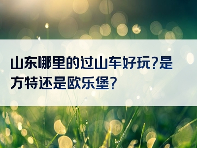 山东哪里的过山车好玩？是方特还是欧乐堡？