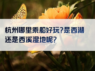杭州哪里乘船好玩？是西湖还是西溪湿地呢？