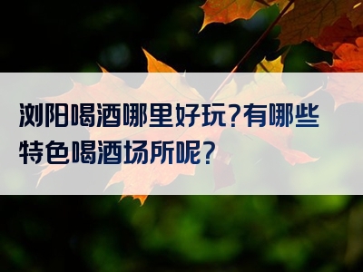 浏阳喝酒哪里好玩？有哪些特色喝酒场所呢？