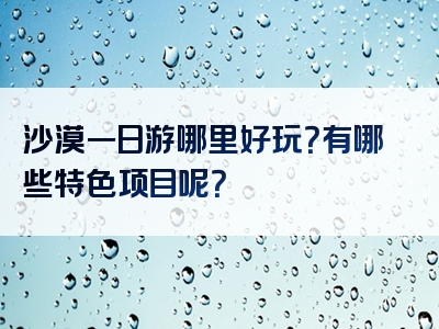 沙漠一日游哪里好玩？有哪些特色项目呢？