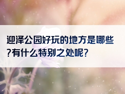 迎泽公园好玩的地方是哪些？有什么特别之处呢？