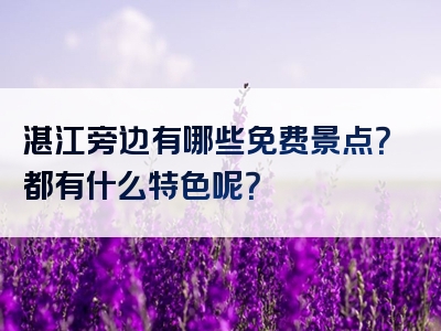 湛江旁边有哪些免费景点？都有什么特色呢？