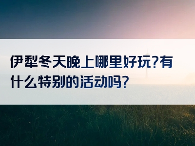 伊犁冬天晚上哪里好玩？有什么特别的活动吗？
