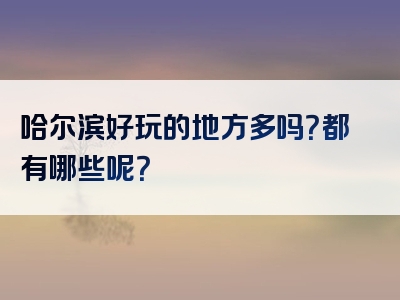 哈尔滨好玩的地方多吗？都有哪些呢？