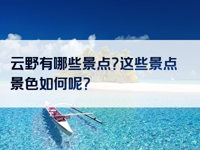 云野有哪些景点？这些景点景色如何呢？