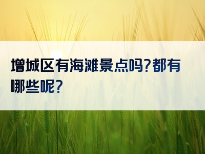 增城区有海滩景点吗？都有哪些呢？