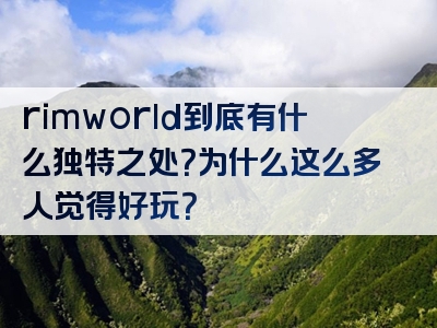 rimworld到底有什么独特之处？为什么这么多人觉得好玩？