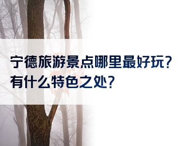 宁德旅游景点哪里最好玩？有什么特色之处？