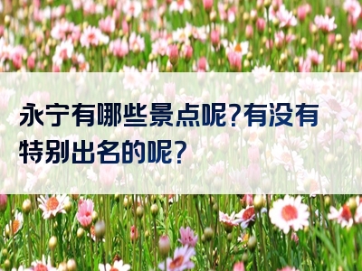 永宁有哪些景点呢？有没有特别出名的呢？