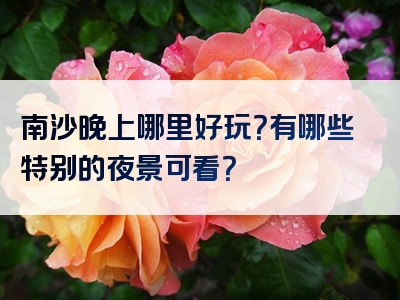 南沙晚上哪里好玩？有哪些特别的夜景可看？