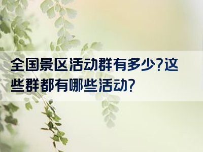 全国景区活动群有多少？这些群都有哪些活动？