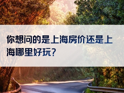 你想问的是上海房价还是上海哪里好玩？