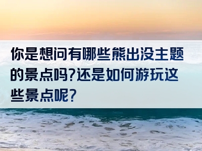 你是想问有哪些熊出没主题的景点吗？还是如何游玩这些景点呢？