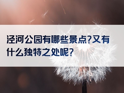 泾河公园有哪些景点？又有什么独特之处呢？