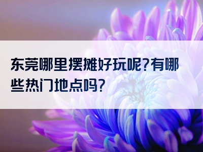 东莞哪里摆摊好玩呢？有哪些热门地点吗？