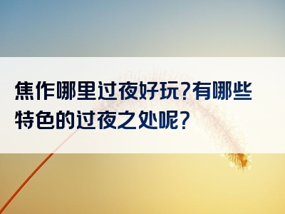 焦作哪里过夜好玩？有哪些特色的过夜之处呢？