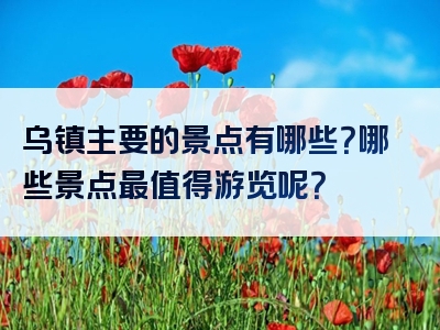 乌镇主要的景点有哪些？哪些景点最值得游览呢？