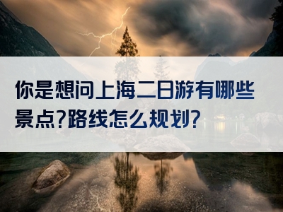 你是想问上海二日游有哪些景点？路线怎么规划？