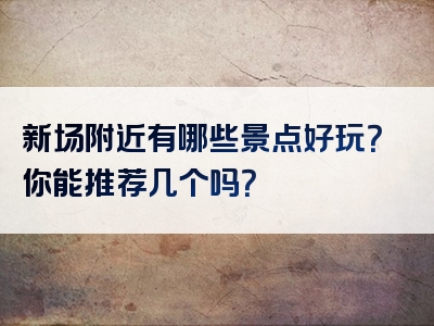 新场附近有哪些景点好玩？你能推荐几个吗？