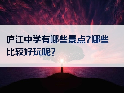 庐江中学有哪些景点？哪些比较好玩呢？