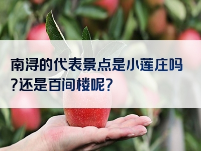 南浔的代表景点是小莲庄吗？还是百间楼呢？