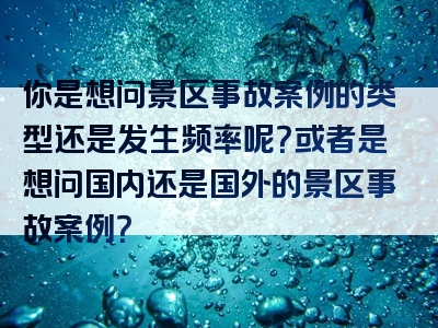 你是想问景区事故案例的类型还是发生频率呢？或者是想问国内还是国外的景区事故案例？