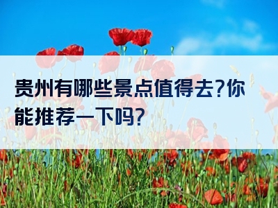 贵州有哪些景点值得去？你能推荐一下吗？