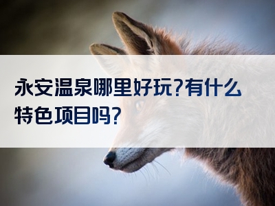 永安温泉哪里好玩？有什么特色项目吗？