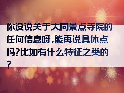 你没说关于大同景点寺院的任何信息呀，能再说具体点吗？比如有什么特征之类的？