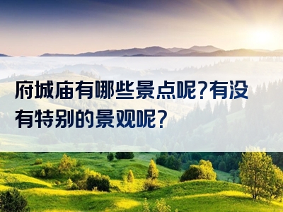 府城庙有哪些景点呢？有没有特别的景观呢？