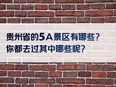 贵州省的5A景区有哪些？你都去过其中哪些呢？