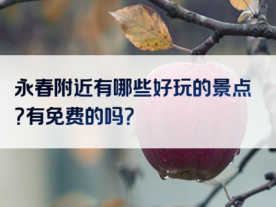永春附近有哪些好玩的景点？有免费的吗？