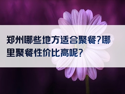 郑州哪些地方适合聚餐？哪里聚餐性价比高呢？