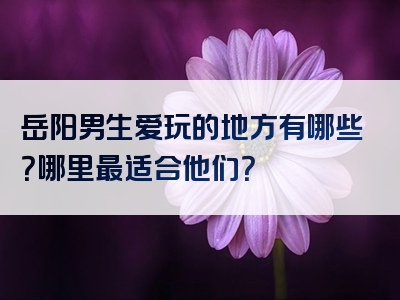 岳阳男生爱玩的地方有哪些？哪里最适合他们？