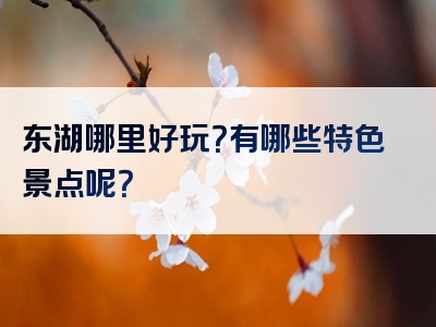 东湖哪里好玩？有哪些特色景点呢？