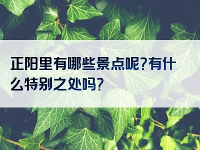 正阳里有哪些景点呢？有什么特别之处吗？