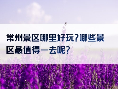 常州景区哪里好玩？哪些景区最值得一去呢？