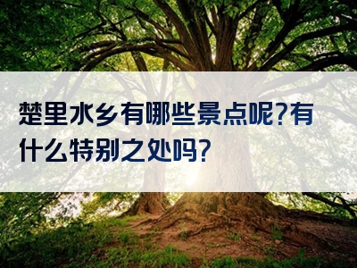 楚里水乡有哪些景点呢？有什么特别之处吗？