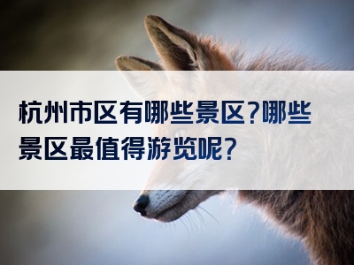 杭州市区有哪些景区？哪些景区最值得游览呢？