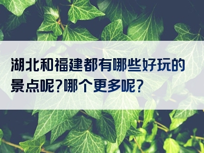 湖北和福建都有哪些好玩的景点呢？哪个更多呢？