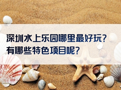 深圳水上乐园哪里最好玩？有哪些特色项目呢？