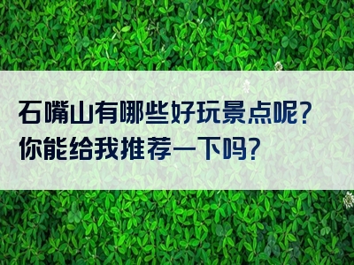 石嘴山有哪些好玩景点呢？你能给我推荐一下吗？