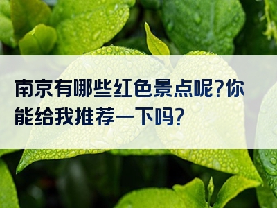 南京有哪些红色景点呢？你能给我推荐一下吗？