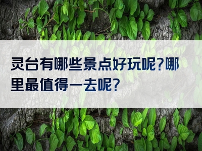 灵台有哪些景点好玩呢？哪里最值得一去呢？