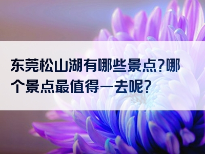 东莞松山湖有哪些景点？哪个景点最值得一去呢？