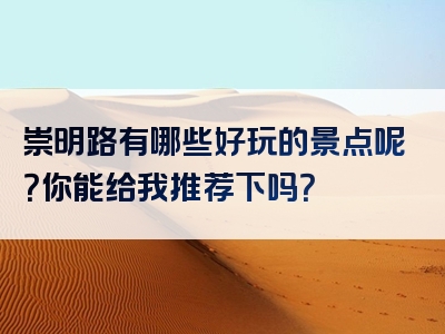 崇明路有哪些好玩的景点呢？你能给我推荐下吗？