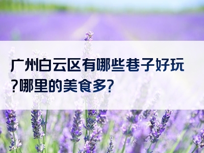 广州白云区有哪些巷子好玩？哪里的美食多？